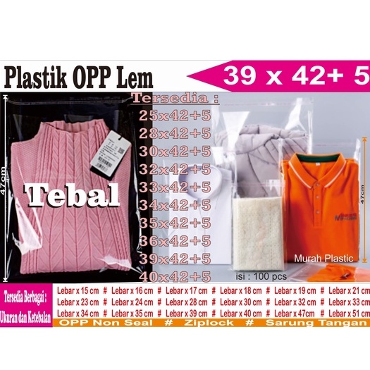 (TERMURAH)Plastik OPP TEBAL 39 x 42 isi 100 pcs + lem