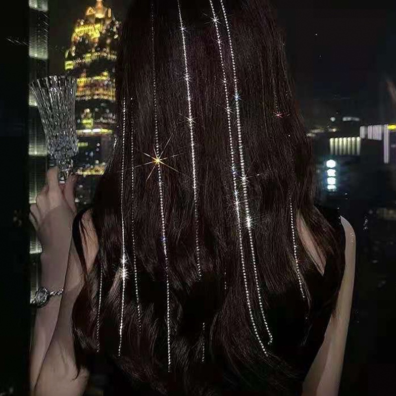 Hot Girl! Dress Mini Lengan Pendek Untuk Anak Perempuan Aksesoris Jepit Rambut Model Rantai Rumbai Aksen Berlian Imitasi