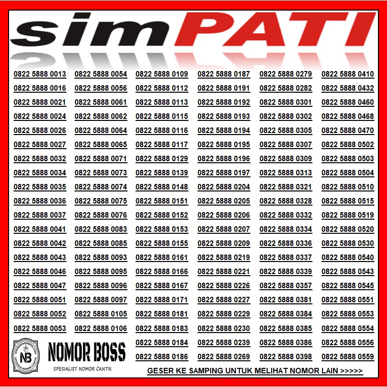 Nomor Cantik Simpati 0822 5888 xxxx serba 100 rb 