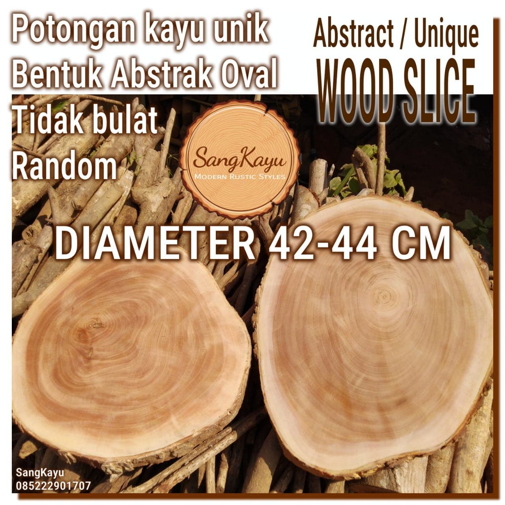 Abstract Wood Slice 42-44cm Potongan kayu unik abstrak talenan nampan