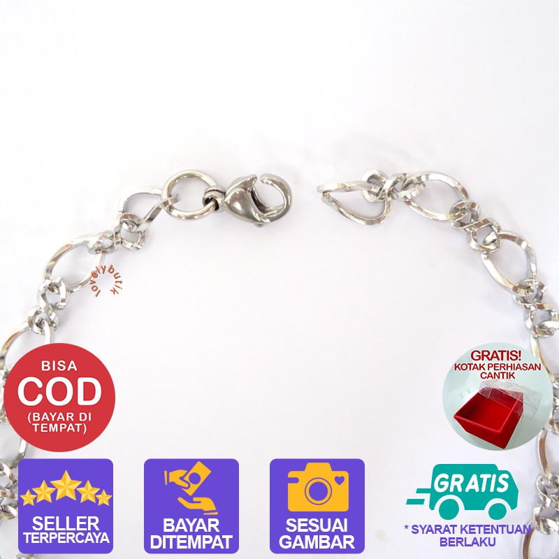 Lovelybutik Gelang Titanium Rik4 Gelang Tangan Wanita Anti Karat  Uk. 18 cm BONUS KOTAK PERIASAN