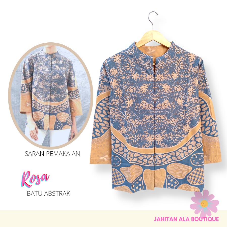 Blus Rosa batu abstrak batik solo atasan kerja