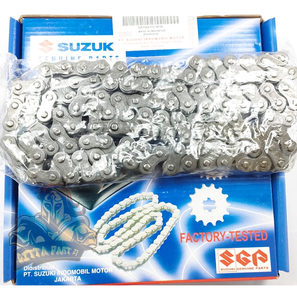 GEAR SET + RANTAI SUZUKI KUALITAS ORIGINAL SUZUKI PRESISI PAS DAN DIJAMIN MANTAP SATRIA FU NEW SUZUKI gear paket depan belakang dan rantai SATRIA FU NEW