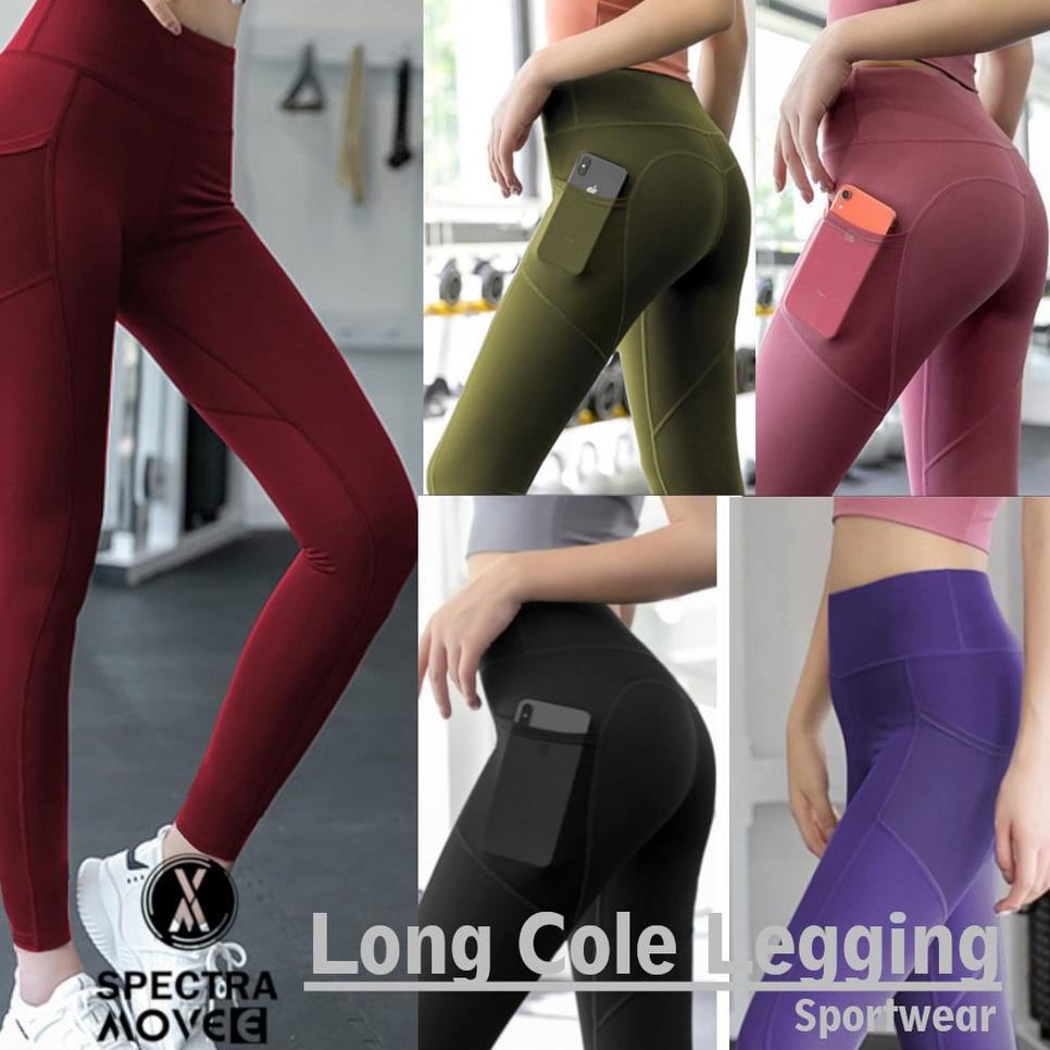 (READY) Legging Sport M-XXL LONG COLE LEGGING kantong celana olahraga wanita legging zumba celana gy