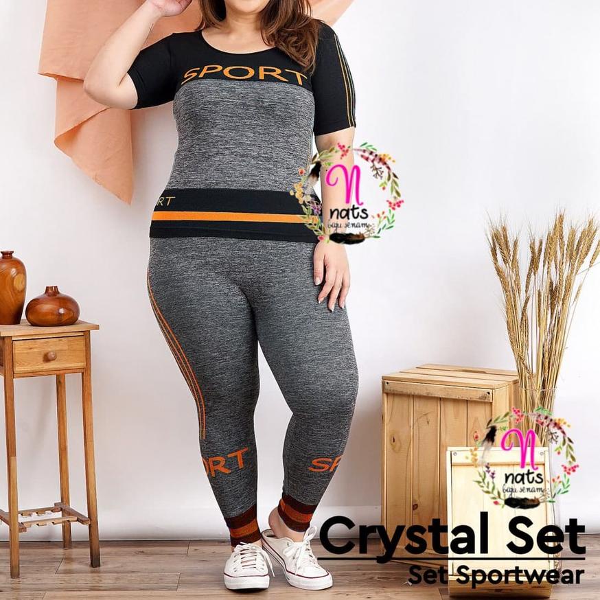 ♣ Crystal Sport SET / Setelan Baju senam Import / Baju Olahraga Yoga Fitness Wanita ❂