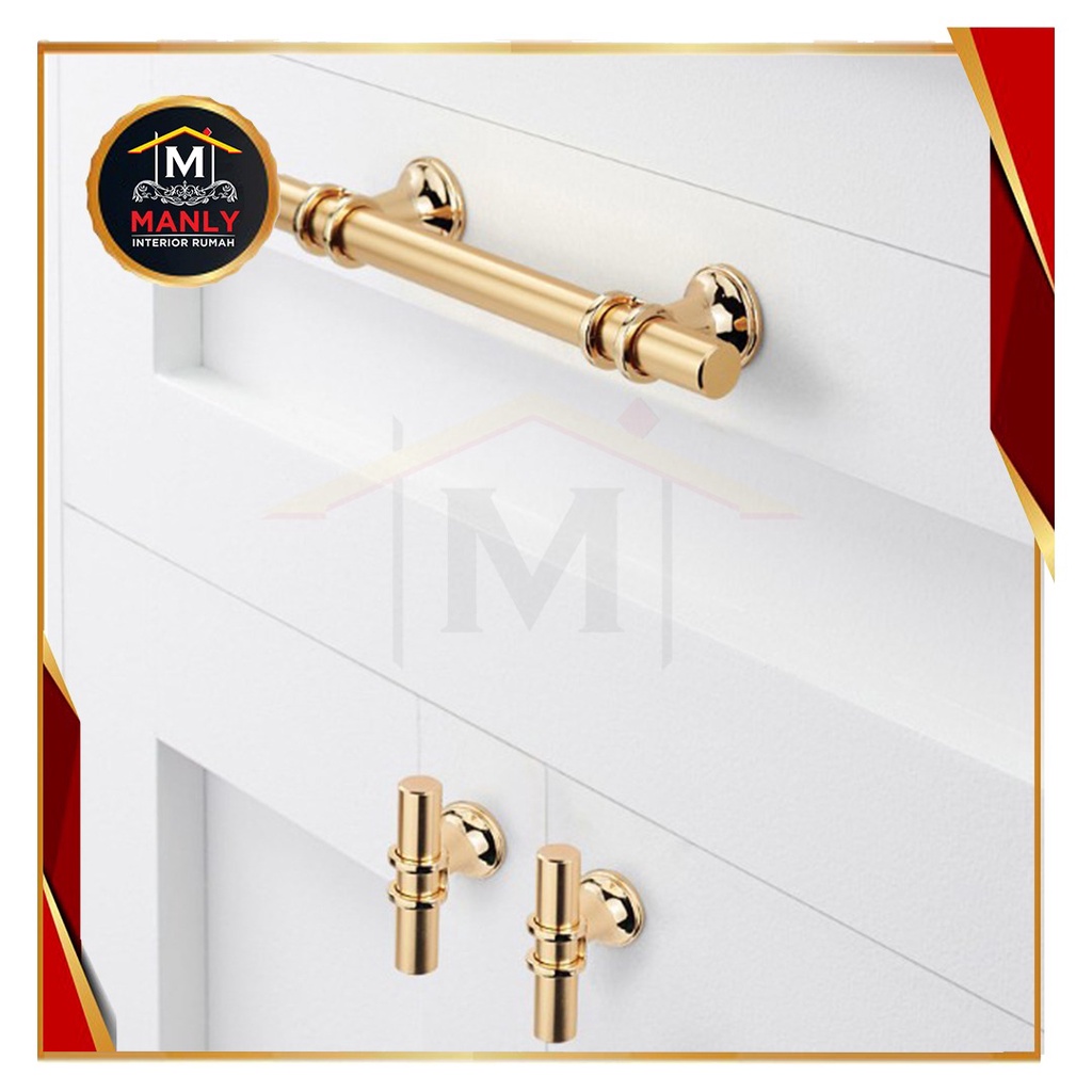 Handle Lemari Handle Emas Hitam Gold Black Knob Pintu Tarikan Laci Minimalis Modern Gagang Pintu Lemari Model Baru