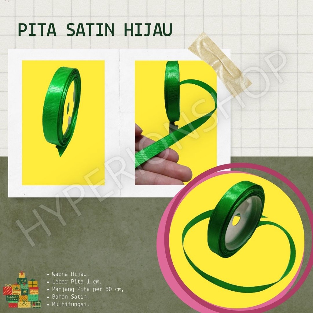 

PITA SATIN HIJAU Per 50 cm