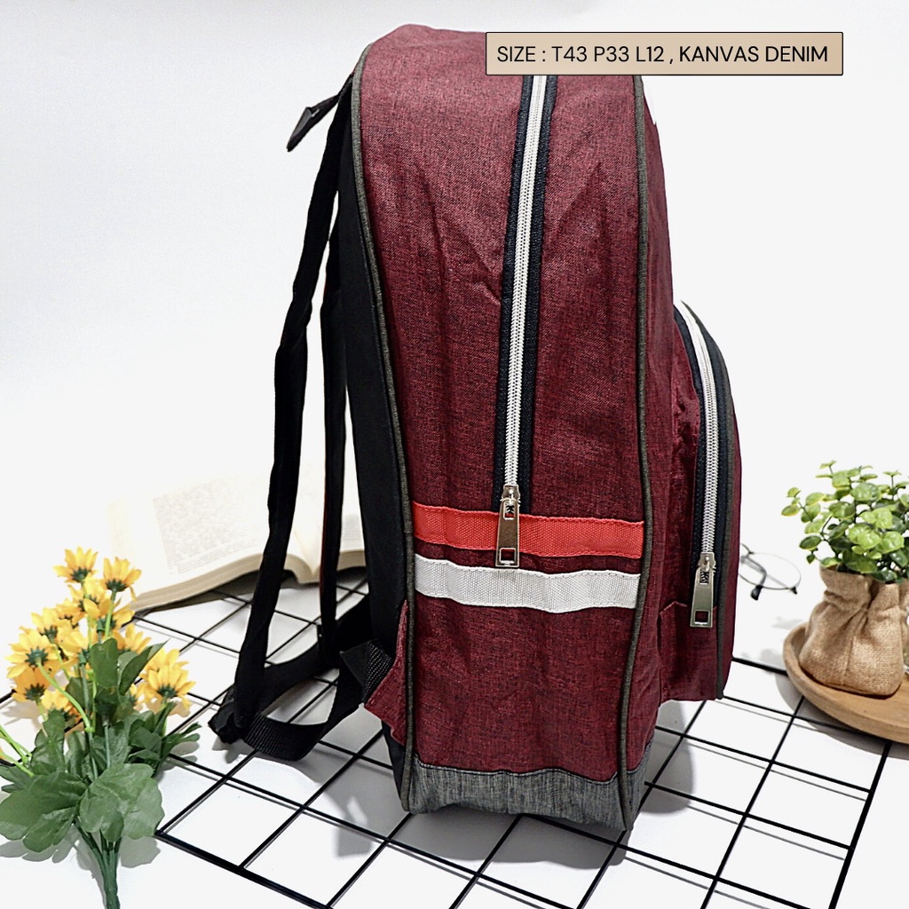 COD in aja gan Tas Ransel Punggung Polos cowok Pria Daily Backpack Unisex ada 4 warna Lokal Semarang