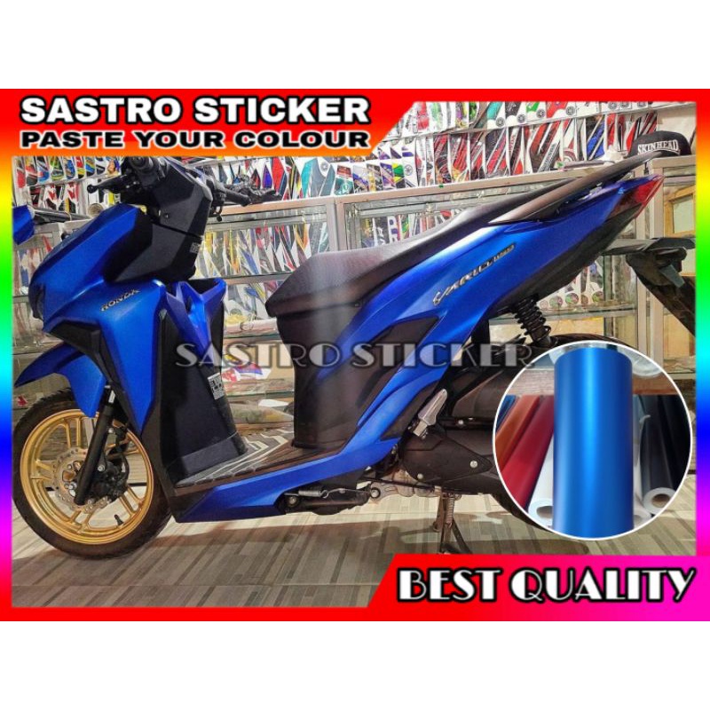 STICKER SKOTLET METALIK DOFF BIRU TUA KUALITAS PREMIUM