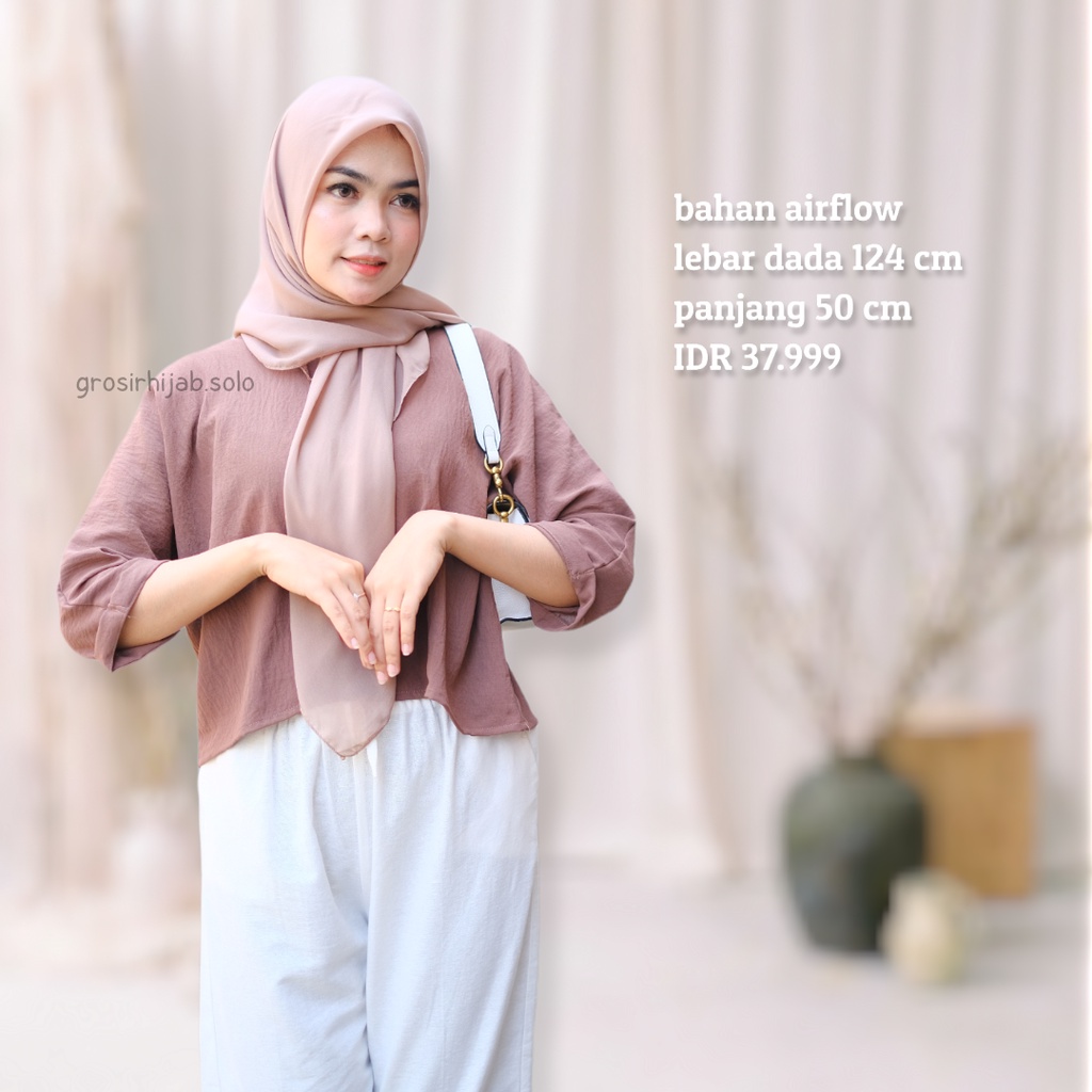 (AMD) BLOUSE BRILIAN KEMEJA CROP OVERSIZE AIRFLOW ATASAN WANITA