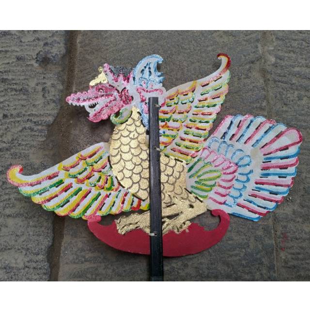 (BISA COD) PAJANGAN MINIATUR WAYANG KIDANGAN BENTUK BURUNG GARUDA BAHAN KULIT SAPI ASLI - MAINAN