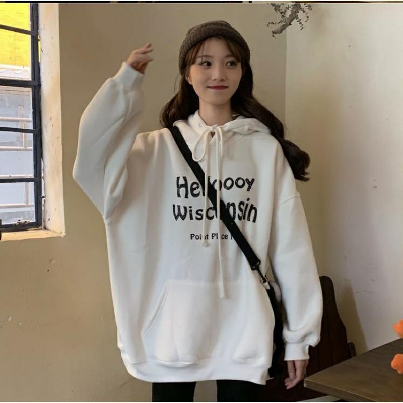 S - XXXXXXL(6XL) Hoodie Korean Style HELLOO Hay Cute BIG SIZE OVERSIZE 6XL 5XL 4XL XXXXL XXXL 2XL XL L M Jaket Sweater Hello Wisconsin Jumbo Pria Wanita Fleece Premium Peach Orange Dusty Pink Denim Blue Harajuku Street Style