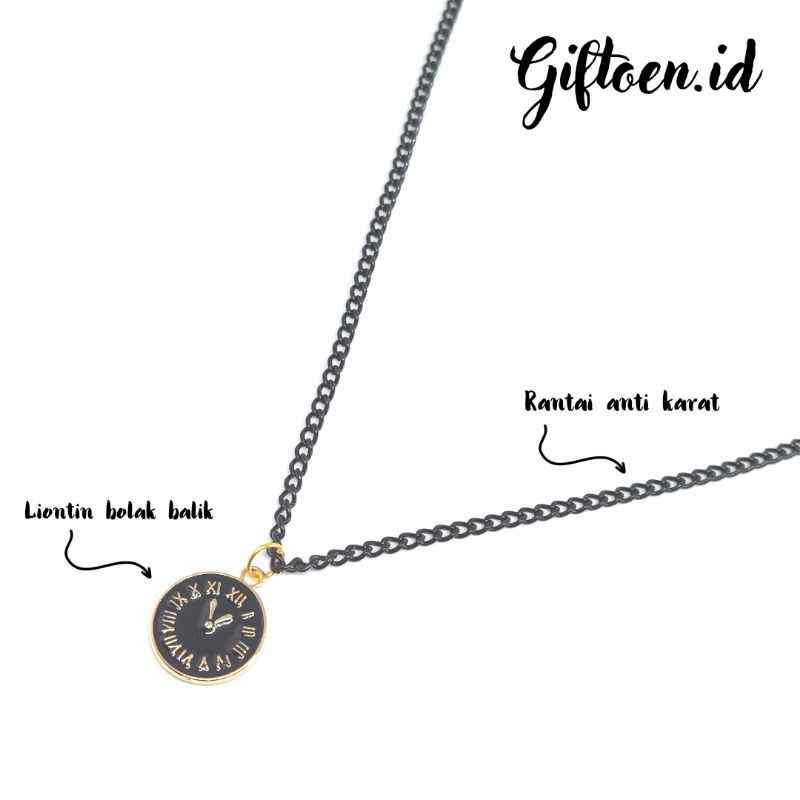 Thin Clock Necklace / kalung Fashion Jam Anti karat ala korea pria wanita