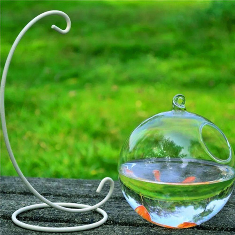 Chookyy Hanging Glass Fish Bowl Dekorasi Aquarium Kerajinan Kaca Hiasan Dinding Dengan Stand Glass Mini Fish Tank Fish Tank