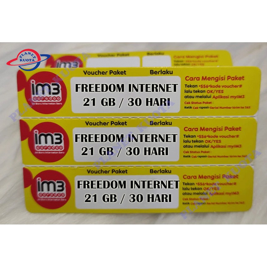 Voucher Data Indosat Freedom Internet 21GB