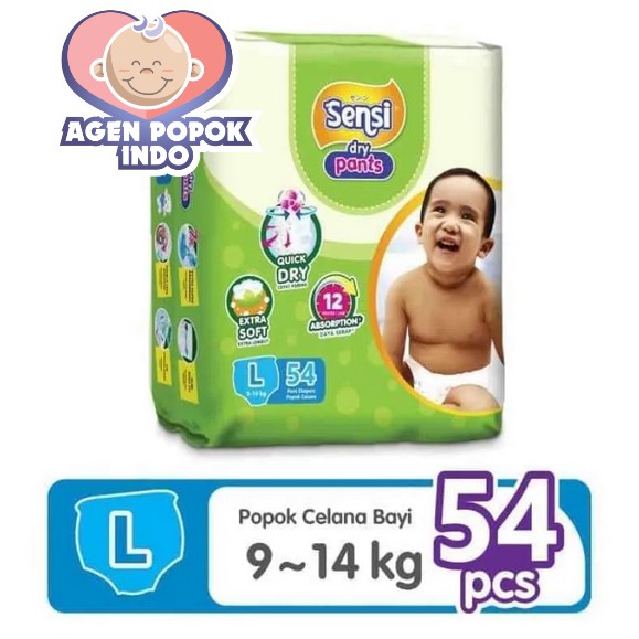 SENSI Popok Celana Bayi L 54 | SENSI Regular Dry Pants L54