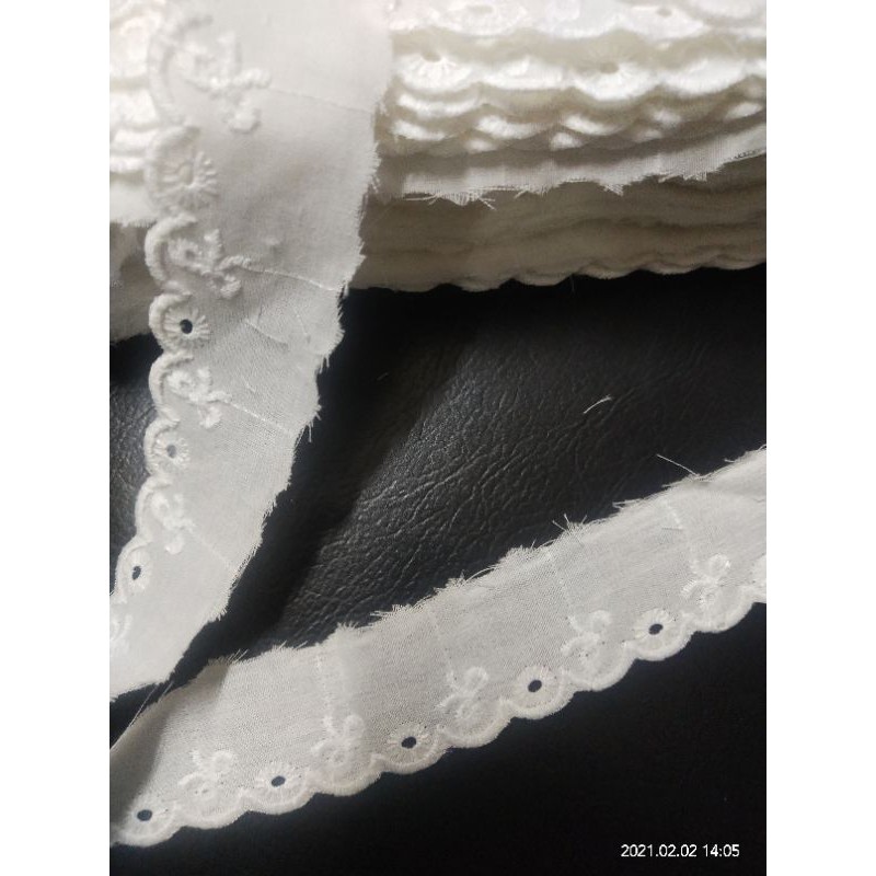 Renda bordir katun 3 cm renda katun putih renda mukena renda baju pinggiran renda bordir putih