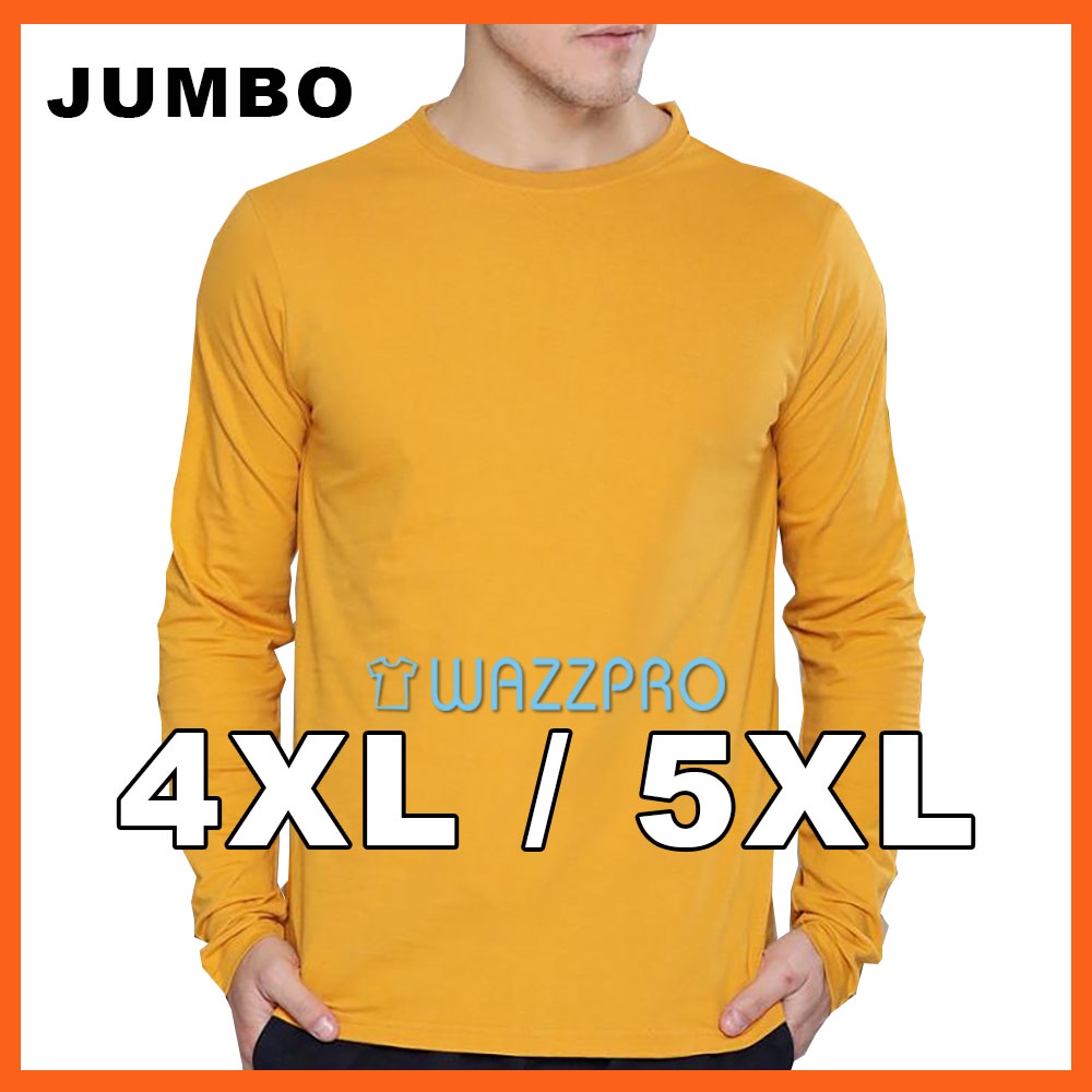 Kaos Pria Wanita Jumbo XXXXL XXXXXL Katun Adem Panjang Mustard