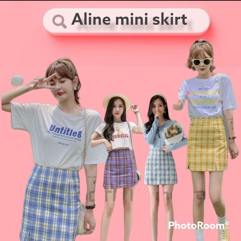 Korean skirt Aline Square / Rok Pendek Wanita/ Rok Mini / Mini Skirt Motif Kotak Kotak
