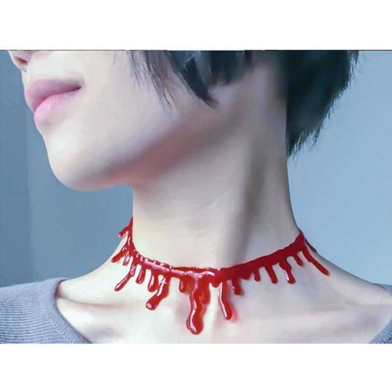 KALUNG DARAH PALSU COSPLAY HALLOWEEN CHOKER BLOOD DRIP NECKLACE GOTHIC BLCH