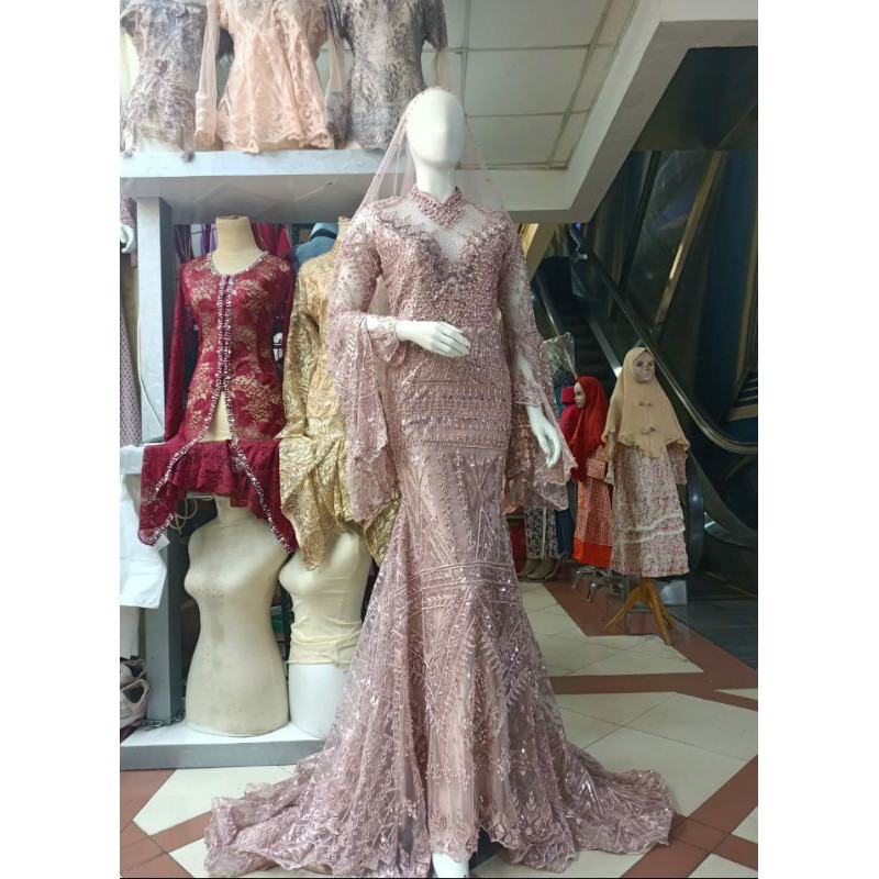 GAUN PENGANTIN MEWAH BEREKOR FULL PAYET MODERN//GAUN WEDDING TERKINI