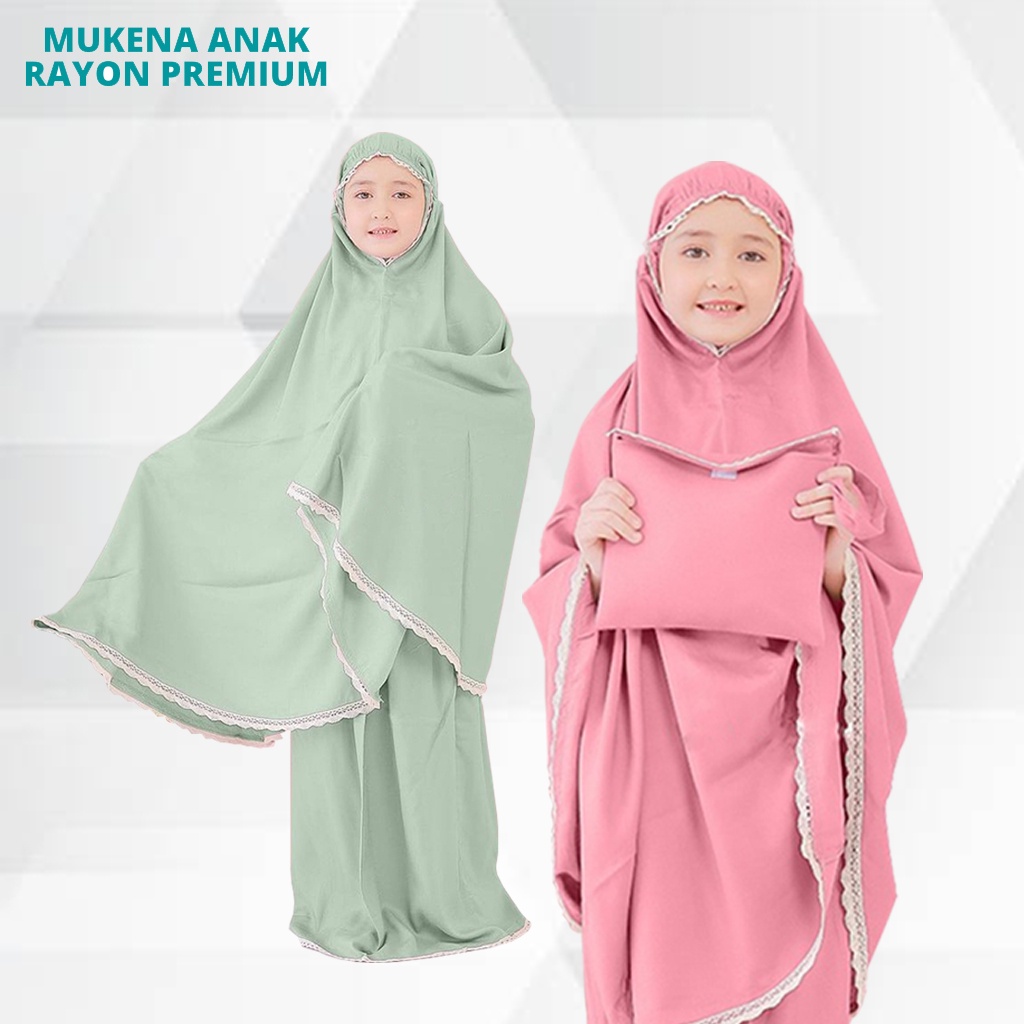 Mukena Anak Rayon 2-7 Tahun Al Aziz RH Renda Polos Adem Premium