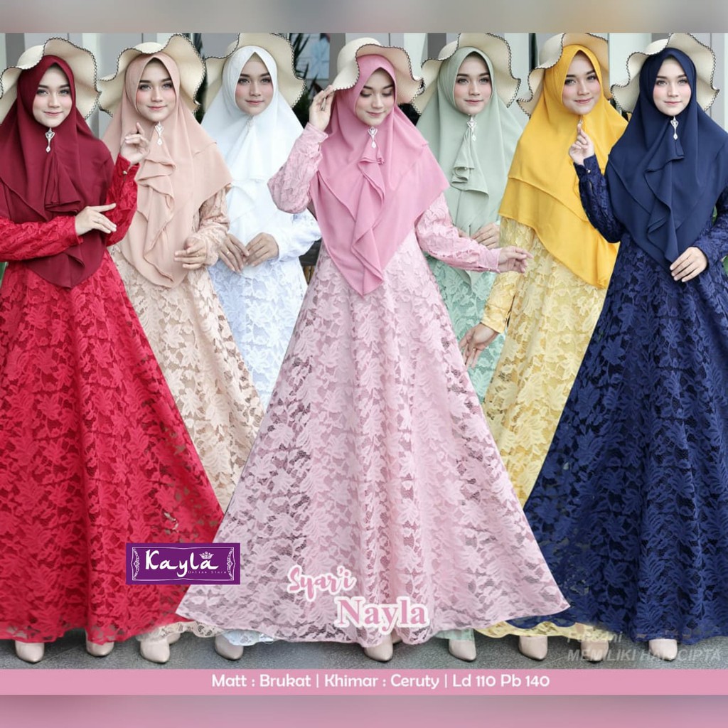 Dress brukat syar'i Nayla Adella naura mutiara