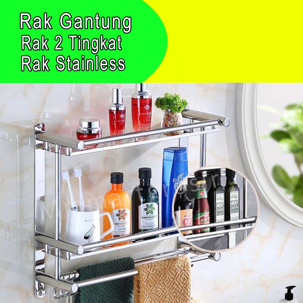 Rak Gantung 2 Tingkat / Rak Kamar Mandi / Rak Stainless / Rak Serbaguna