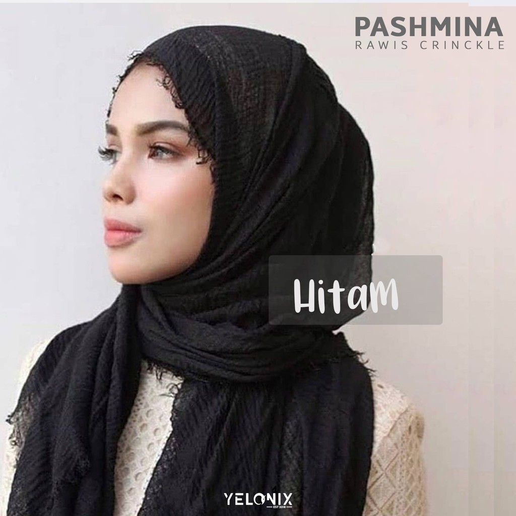 Pashmina Rawis Hijab Crinkle Arabic Kerudung turki malaysia Negro Shawl - Yelonix