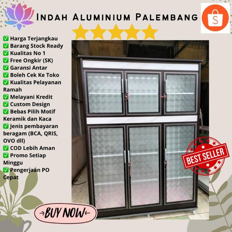 RAK PIRING 3 PINTU (FREE RODA) ALUMINIUM MURAH MINIMALIS PALEMBANG