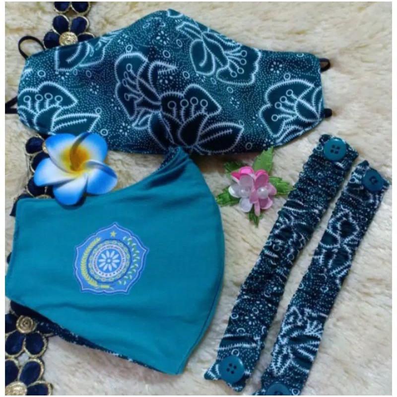 Masker Kain Motif Batik PKK Nasional Earloop Plus Konektor