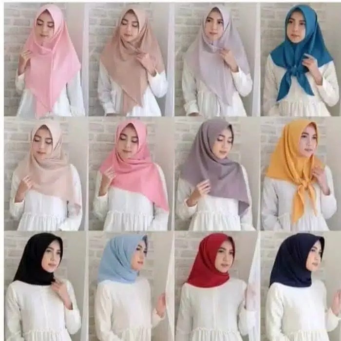 READY 1 layer Jilbab Hijab Segitiga Instan Polos Bahan Diamond Stretch - Merah Cabe DISKON