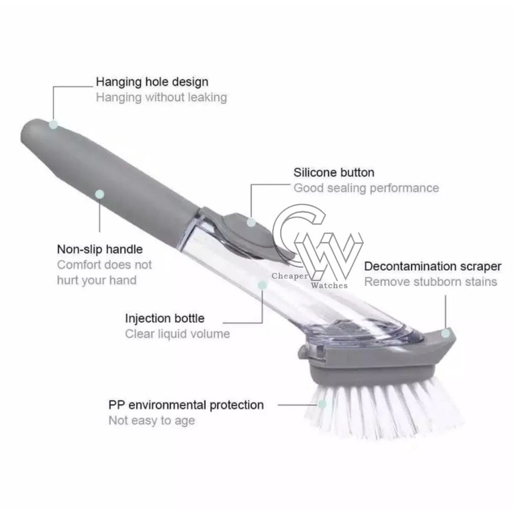 Cheaper-Sikat Cuci Piring Cleaning Brush Alat Dapur Dispenser Cuci Piring Sabun Panci FreeSponge Pembersih