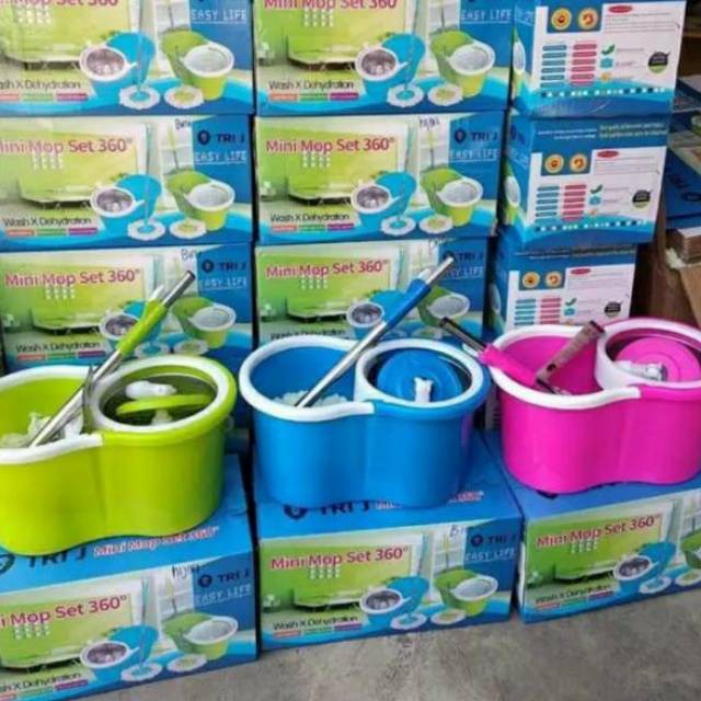 MINI MOP SPIN ALAT PEL LANTAI MODERN PUTAR 360 TRI J