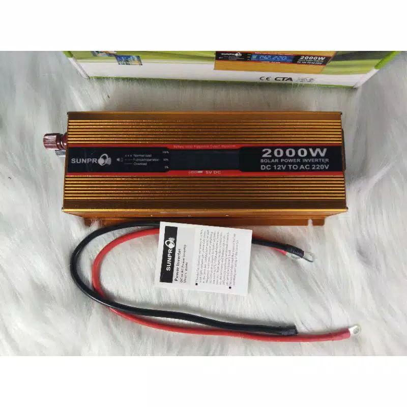 Power INVERTER SUNPRO PI-2000 Watt Power Inverter DC 12V TO AC 220V SUNPRO 2000W. LCD