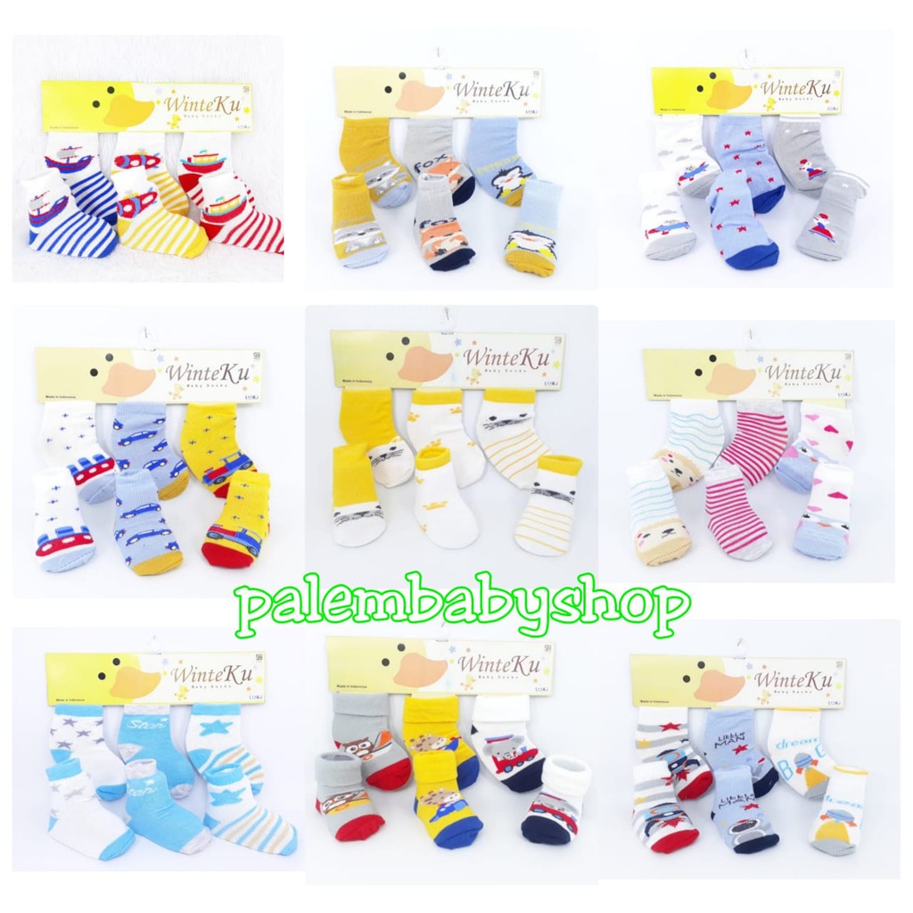 WinteKu biasa Baby Socks Kaos Kaki Bayi Isi 3pcs Termurah cowo dan cewe