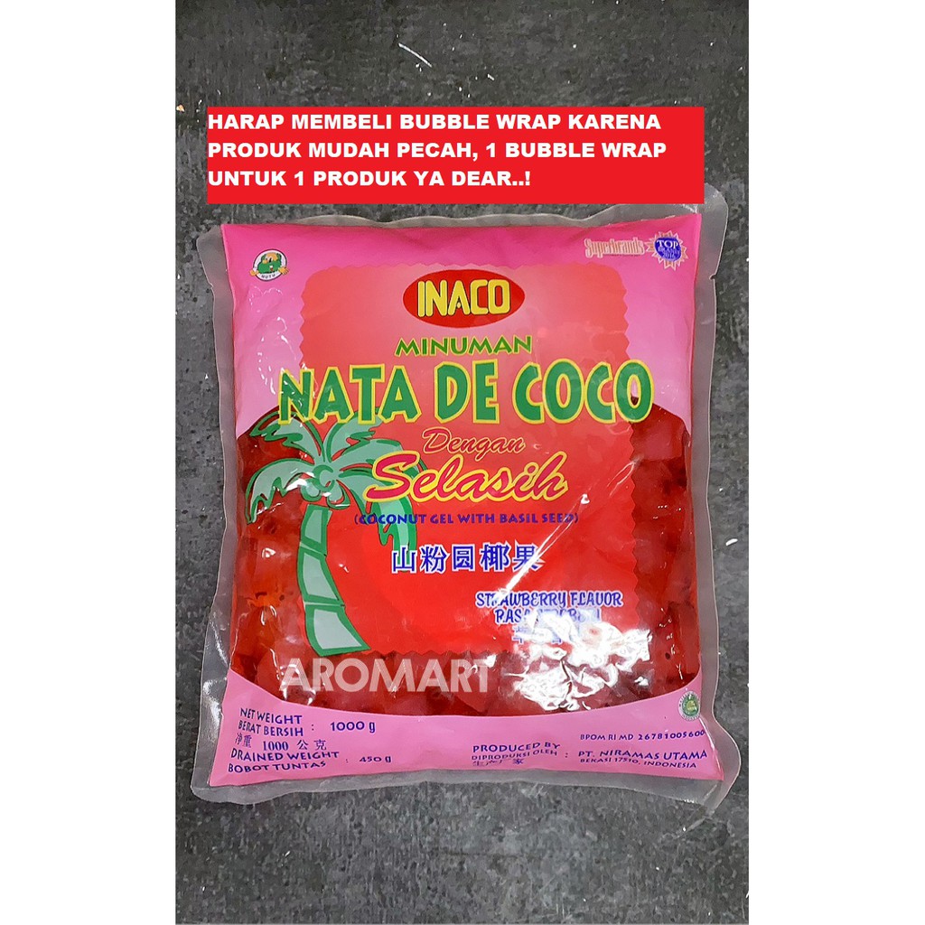 

Inaco Minuman Nata De Coco Dengan Selasih (Pink) - 1000g