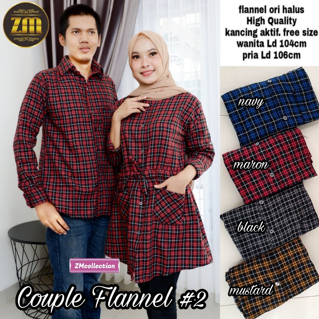 ORI TUNIK HIJAB - COUPLE FLANEL #2 MAROON DINARA