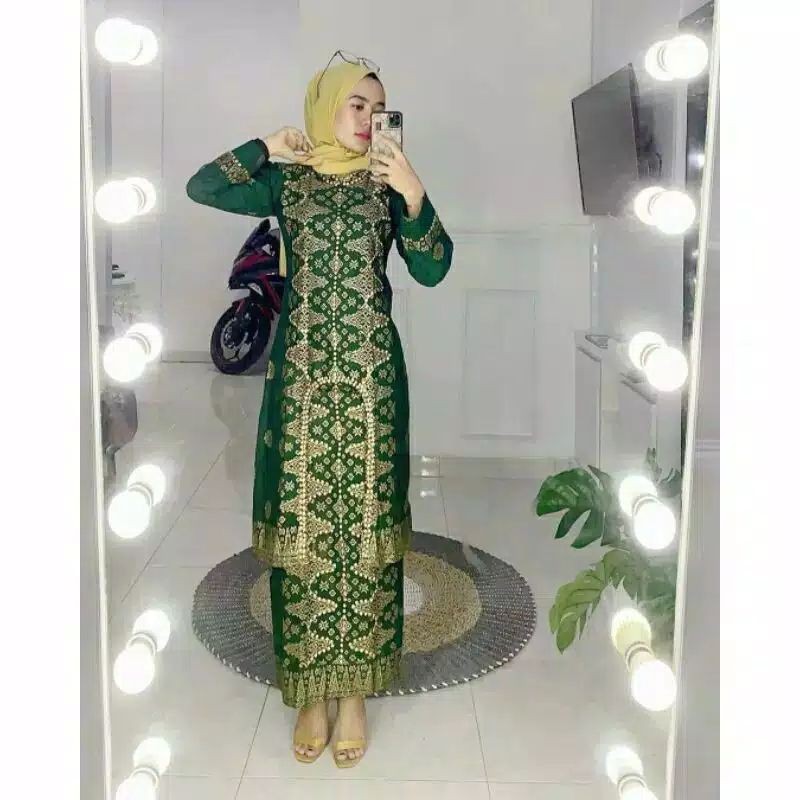 setelan songket hijau/baju kondangan/songket palembang