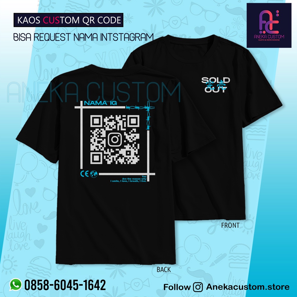 KAOS SCAN ME BARCODE QR CODE IG INSTAGRAM / KAOS BARCODE IG BEBAS NAMA