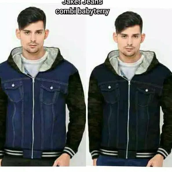 N8H5 Jaket Jeans Pria Combi Babyterry Jaket Levis Cowok Jaket Jeans Denim - Biru 6X2G