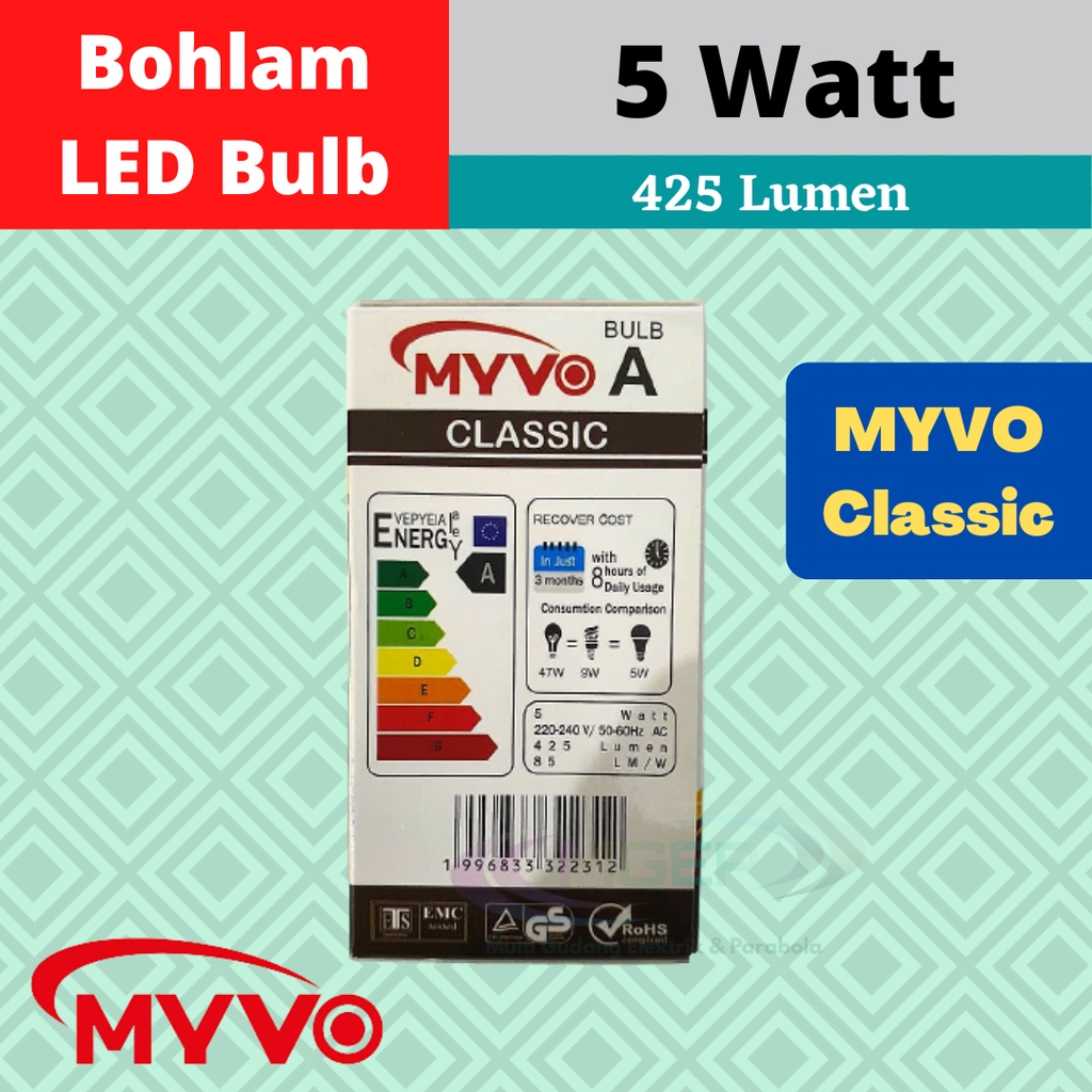 Myvo Classic Lampu Bohlam LED 5 Watt Murah Terang Bergaransi LED BULB