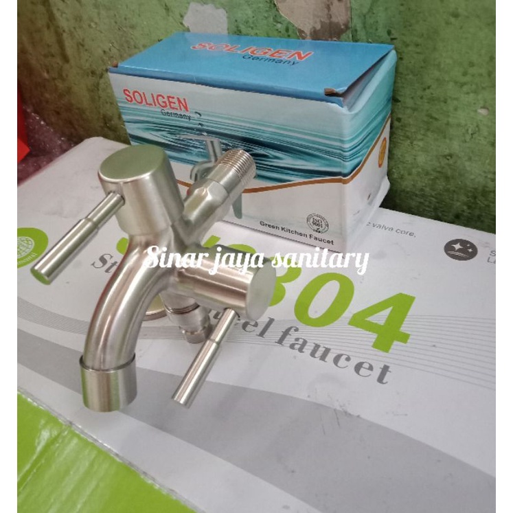 Kran tembok cabang stainless SUS 304 / kran cabang stainless