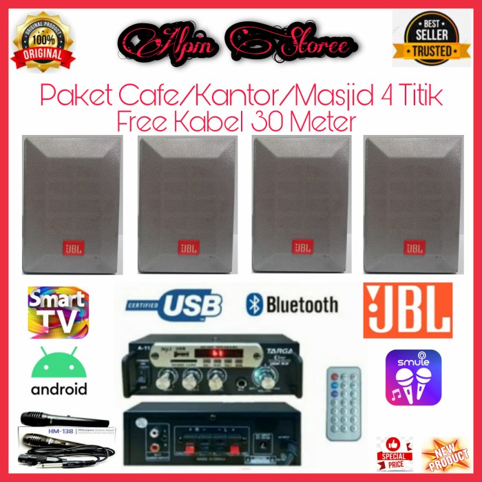 Speaker Jbl - Promo Paket Murah Cafe/Karaoke/Dll Speaker 4 Inch Jbl Original 4 Titik