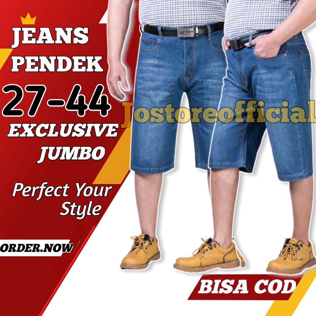 Big Size Jumbo 27-44 Celana Jeans Pendek Pria/Celana Levis Pendek Pria Bahan Denim Distro