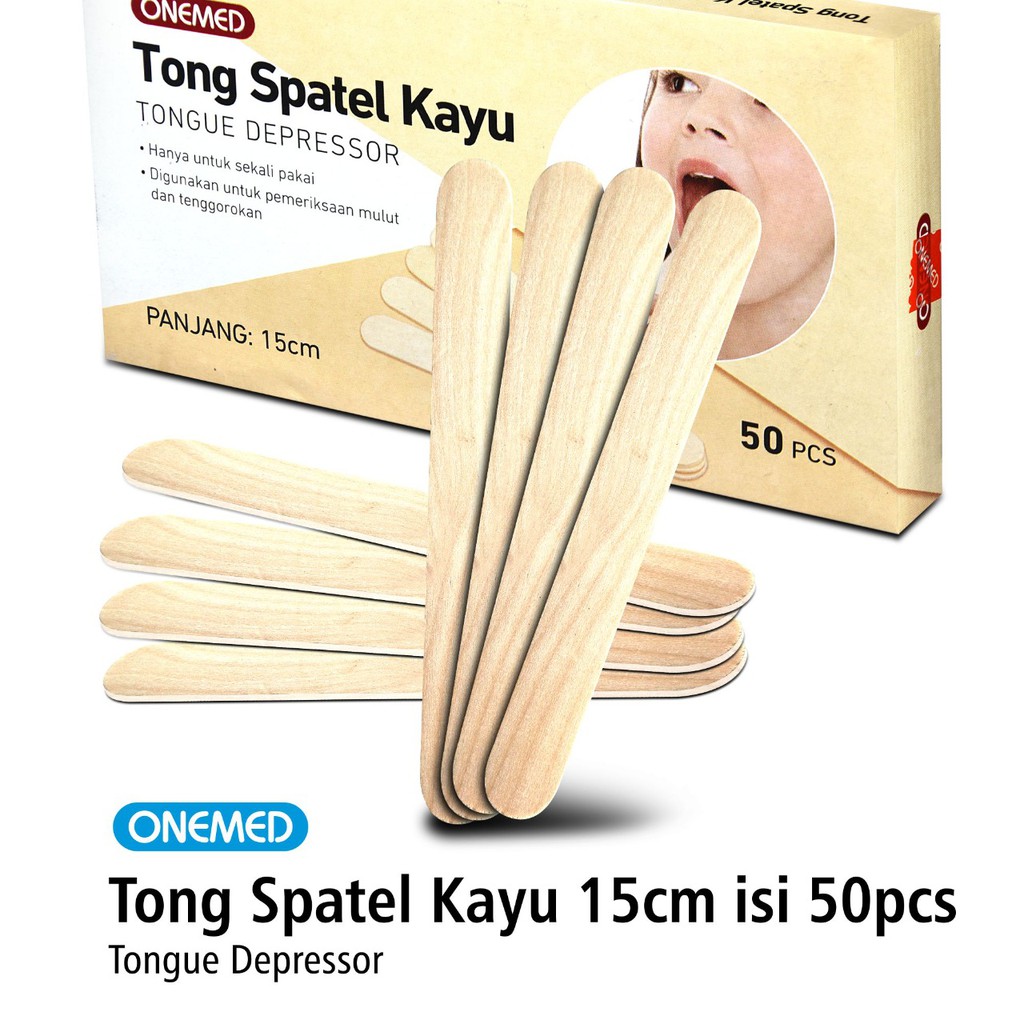 Tong Spatel Kayu Onemed Box isi 50 Pcs