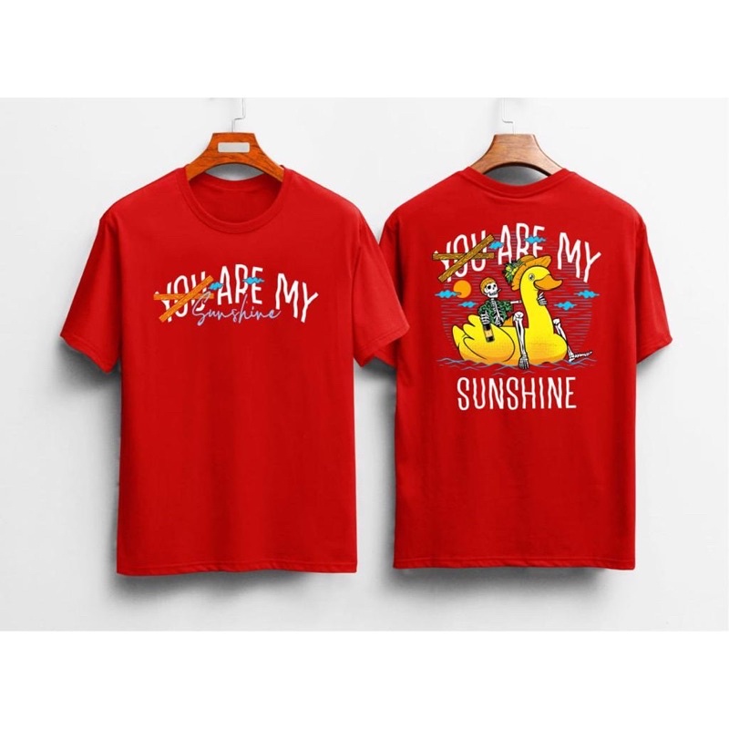 KAOS BEBEK BAJU KAOS T SHIRT PRIA WANITA DISTRO GAMBAR BEBEK TENGKORAK DUCK SKULL MERAH MURAH PRIA