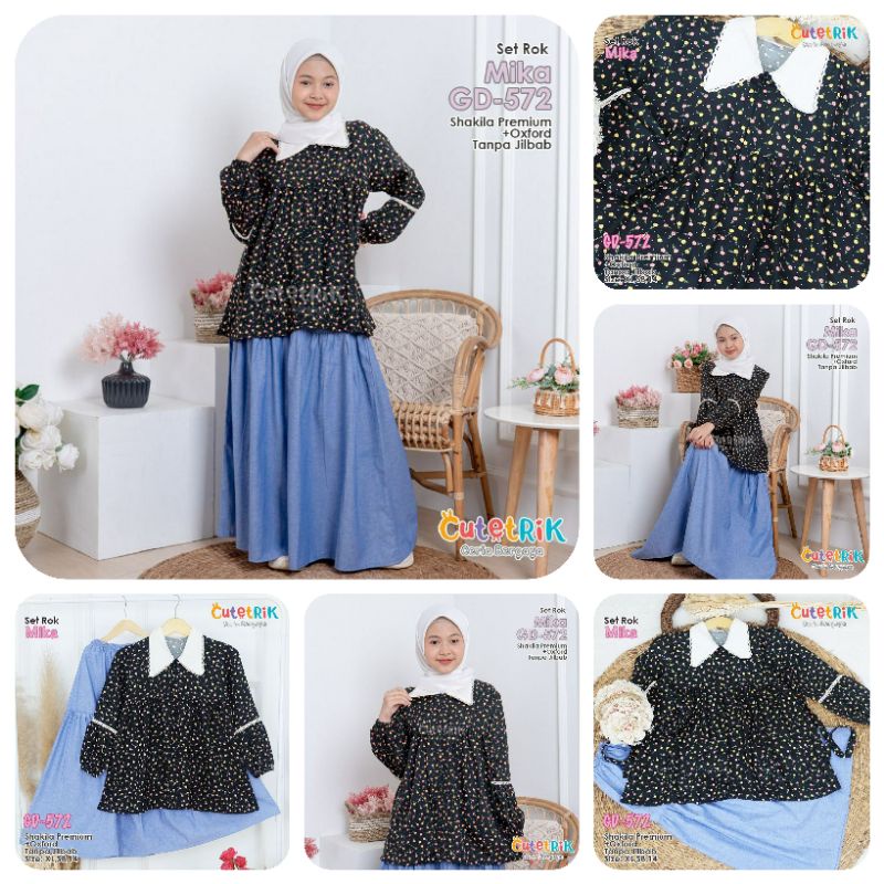 TERBARU SETELAN ROK KAOS ANAK PEREMPUAN LENGAN PANJANG MUSLIM MURAH CUTETRIK CANTIK CASUAL GD 572 ON