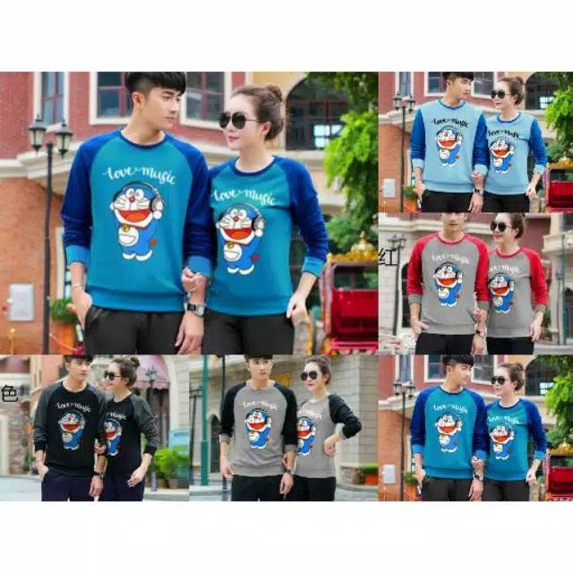 Kaos couple doraemon sweater couple