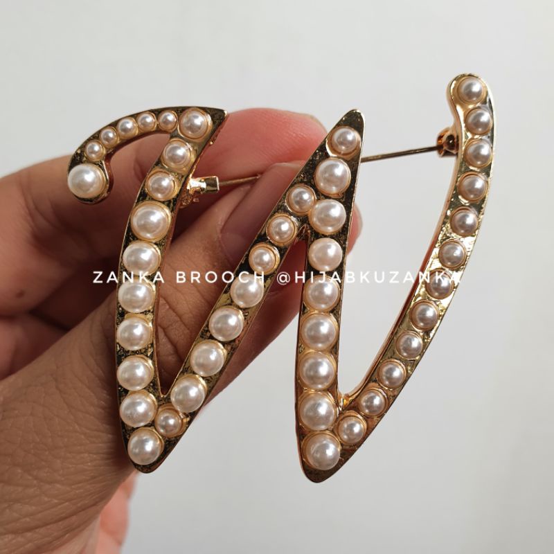 bros abjad mutiara | bros huruf | bros inisial nama | alphabet brooch-W